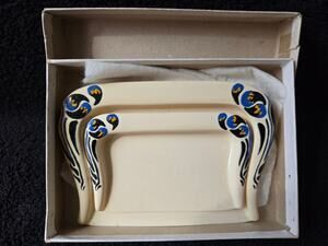 1920s Hand Painted Celluloid Crumb Tray & Scraper Set Original Box Art Deco 5128